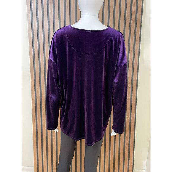 J. Jill Women's L Purple Blouse Velvet Tunic Oversized Holiday Classic Party - Picture 2 of 9